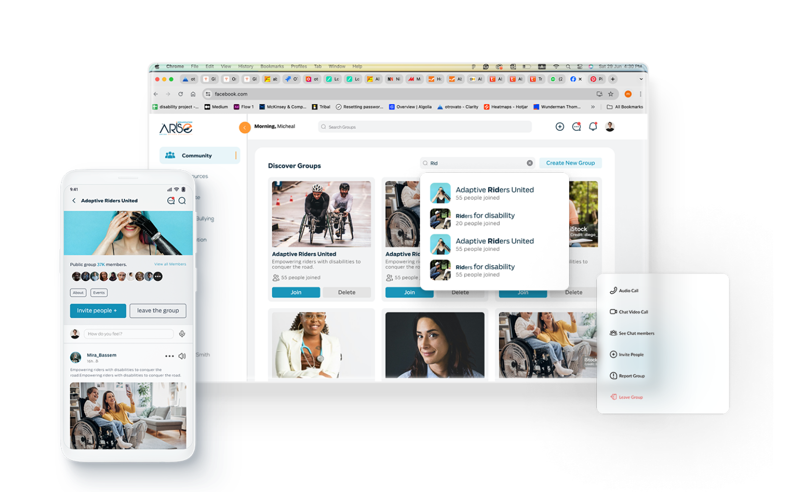 Groups on mobile and web